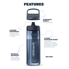 LifeStraw | Go 2.0 | Water Filter Bottle | 650ml | Nordic Noir