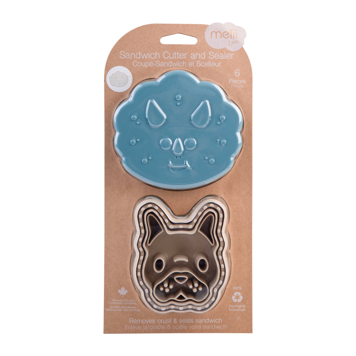 Melii Luxe | Sandwich Cutters | 3 in 1 - Dinosaur and Bulldog