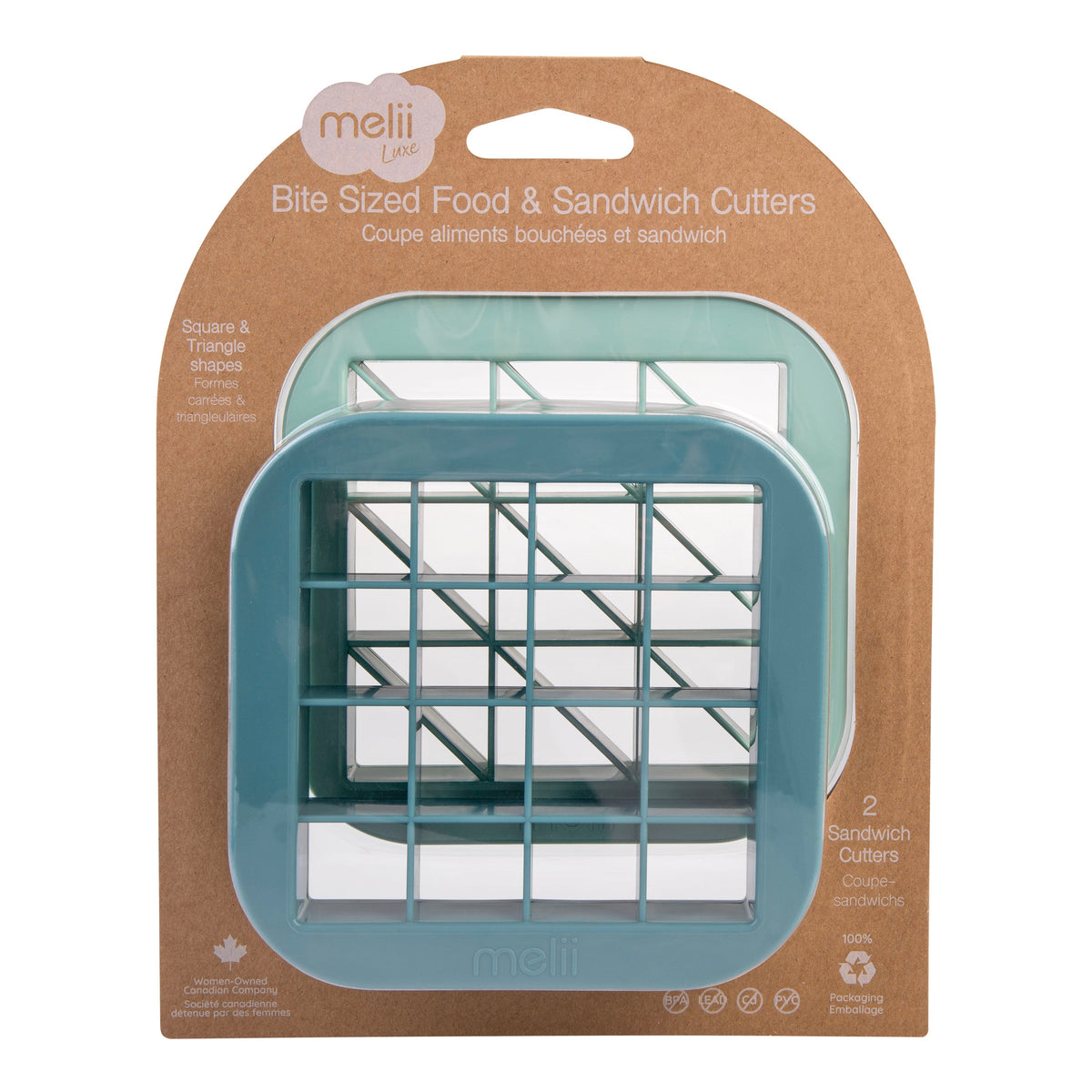 Melii Luxe | Bite Size Sandwich Cutters Set of 2 - Blue and Mint