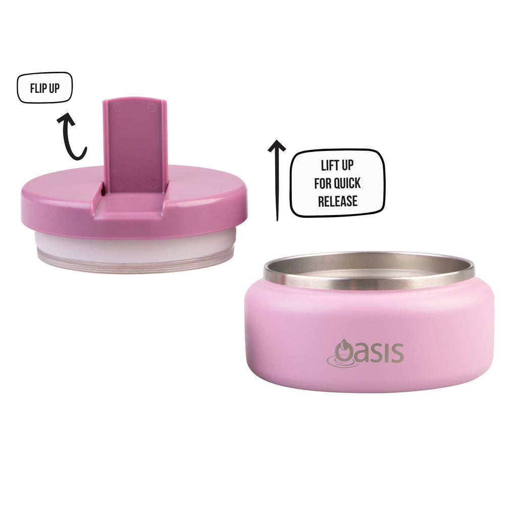 Oasis | Mini Stainless Steel Double Wall Insulated Food Flask With Quick Release Lid | Blush | 230ml