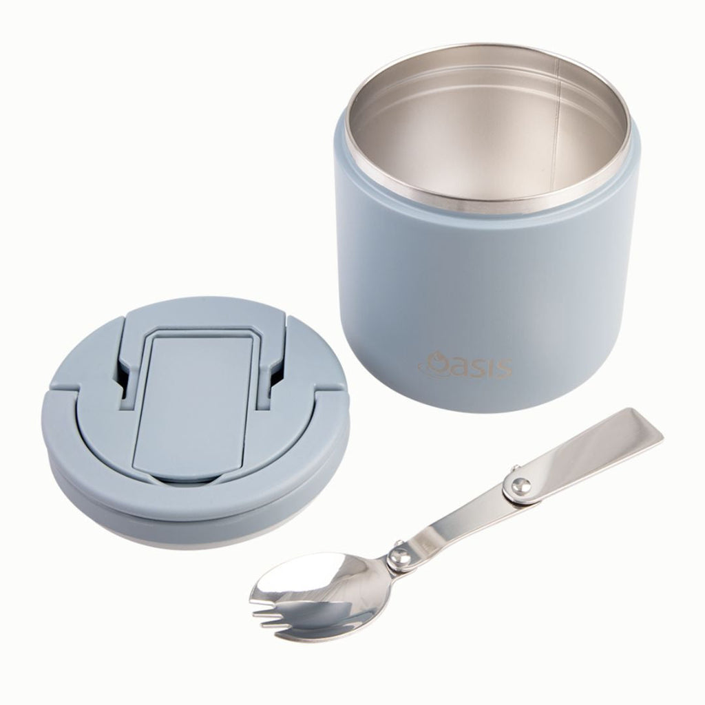 Oasis | Stainless Steel Double Wall Insulated Food Flask With Quick Release Lid & Spork | 550ml