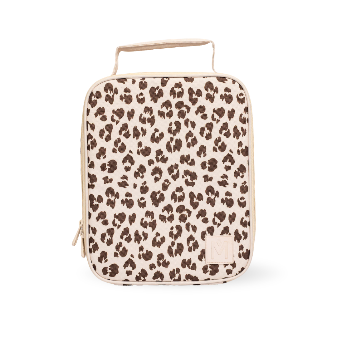 MontiiCo Insulated Large Lunch Bag with included MontiiCo Ice Pack - Cream Leopard