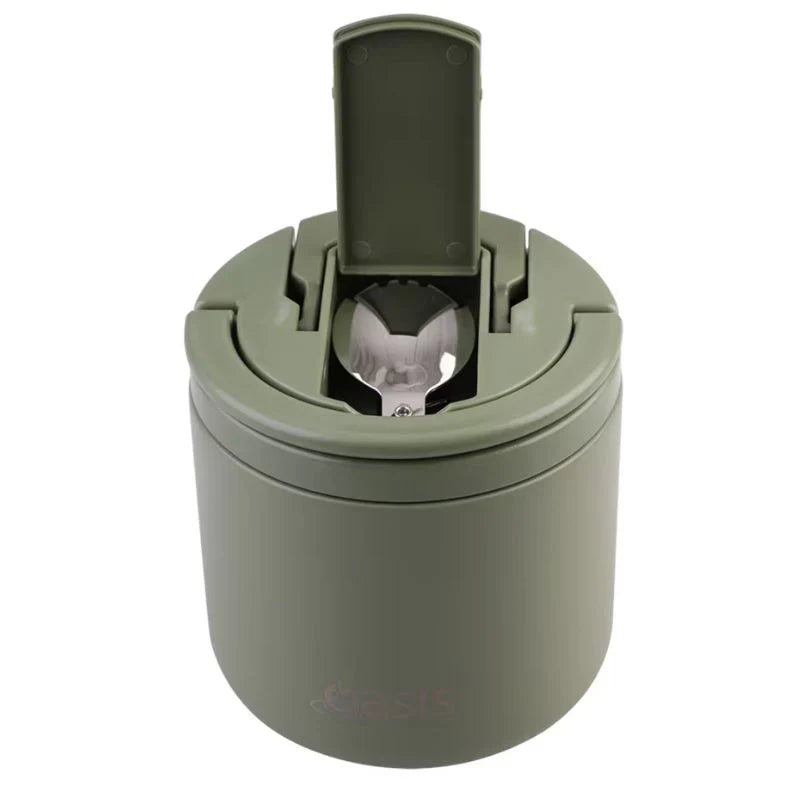 Oasis | Stainless Steel Double Wall Insulated Food Flask With Quick Release Lid & Spork | 550ml