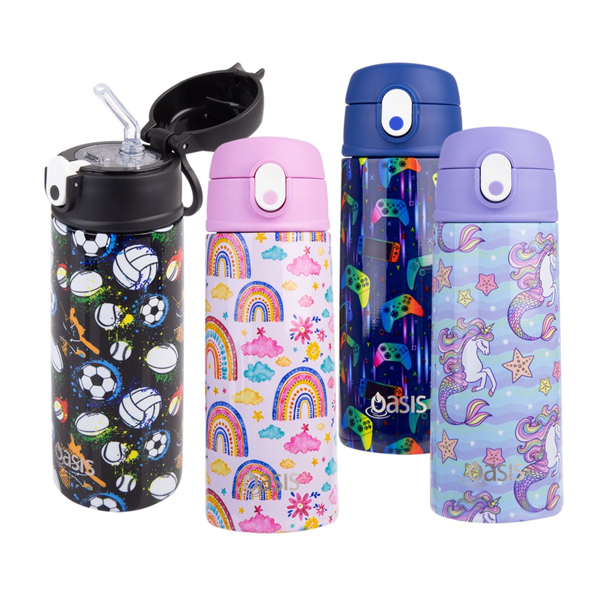 Oasis | Kids Insulated Drink Bottle with Sipper Straw | 550ml