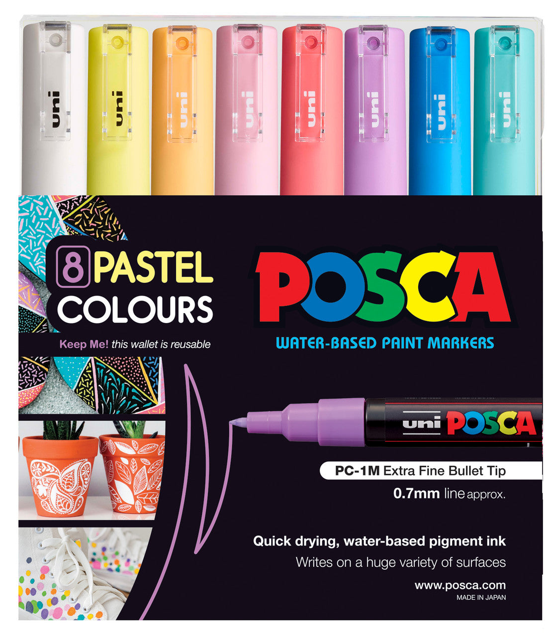 POSCA PC1M Paint Marking Pen - PASTEL COLOURS - Set of 8