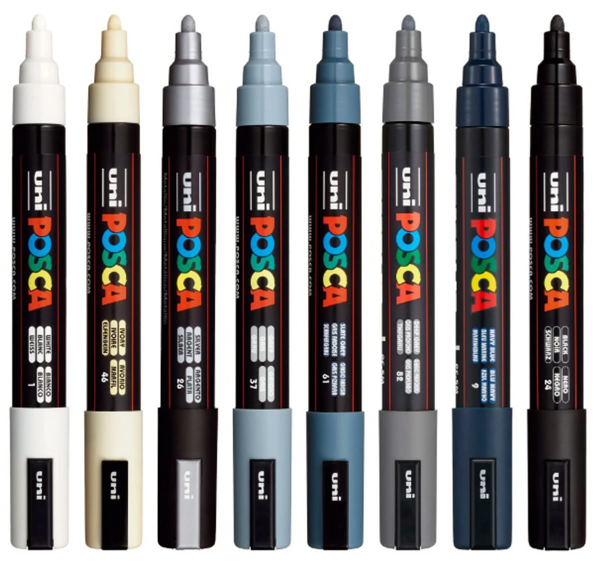 POSCA PC5M Paint Marking Pen - MONOTONE COLOURS - Set of 8