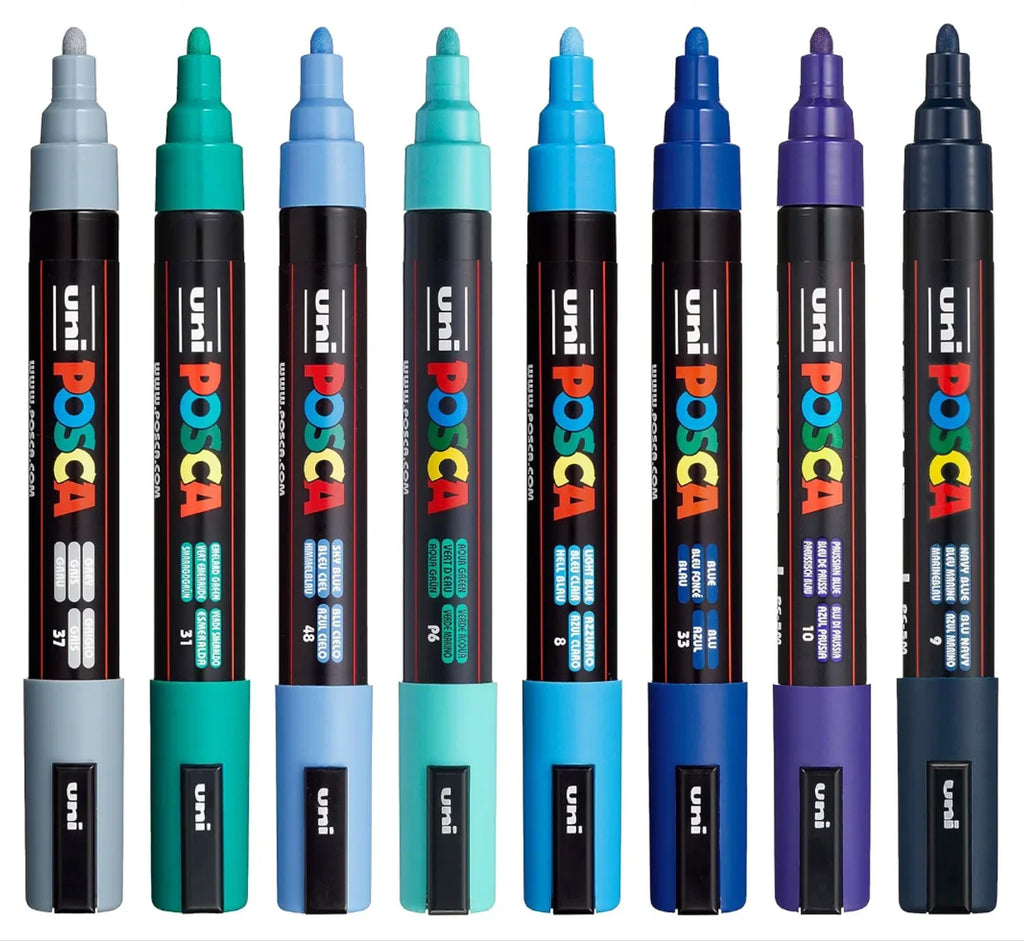 POSCA PC5M Paint Marking Pen - COOL COLOURS - Set of 8