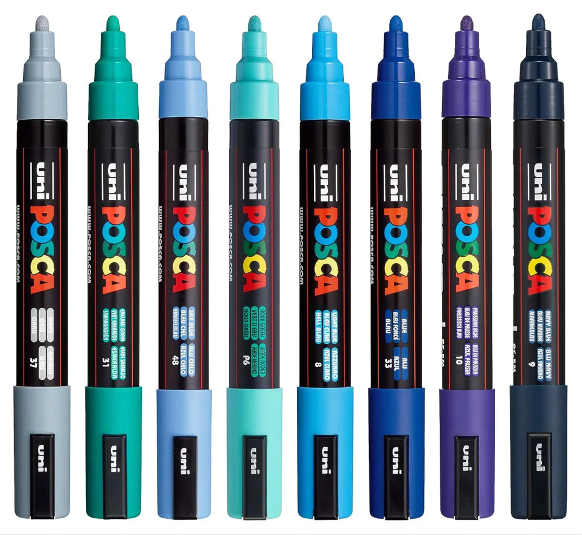 POSCA PC5M Paint Marking Pen - COOL COLOURS - Set of 8