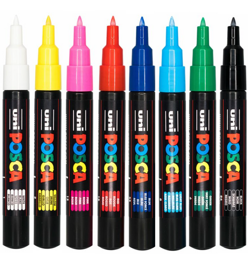 POSCA PC1M Paint Marking Pen - ASSORTED COLOURS - Set of 8