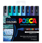 POSCA PC5M Paint Marking Pen - COOL COLOURS - Set of 8