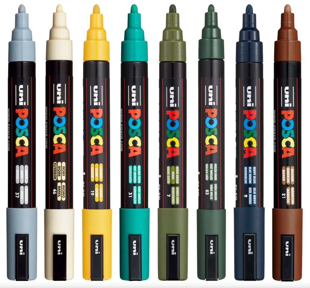POSCA PC5M Paint Marking Pen - EARTH COLOURS - Set of 8