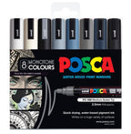 POSCA PC5M Paint Marking Pen - MONOTONE COLOURS - Set of 8