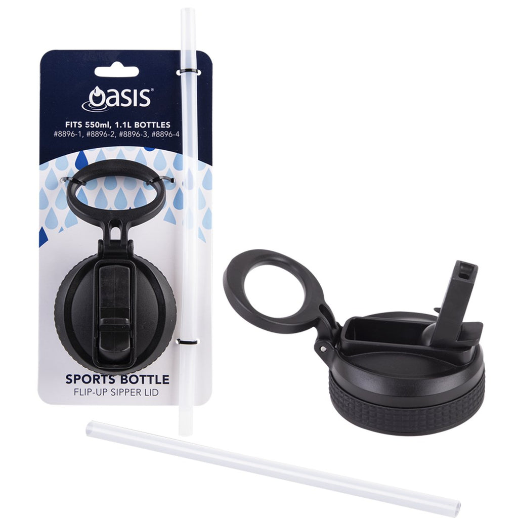 Oasis | Challenger Sports Bottle Flip-Up Sipper Lid W/Straw (Fits 550ml or 1.1L)