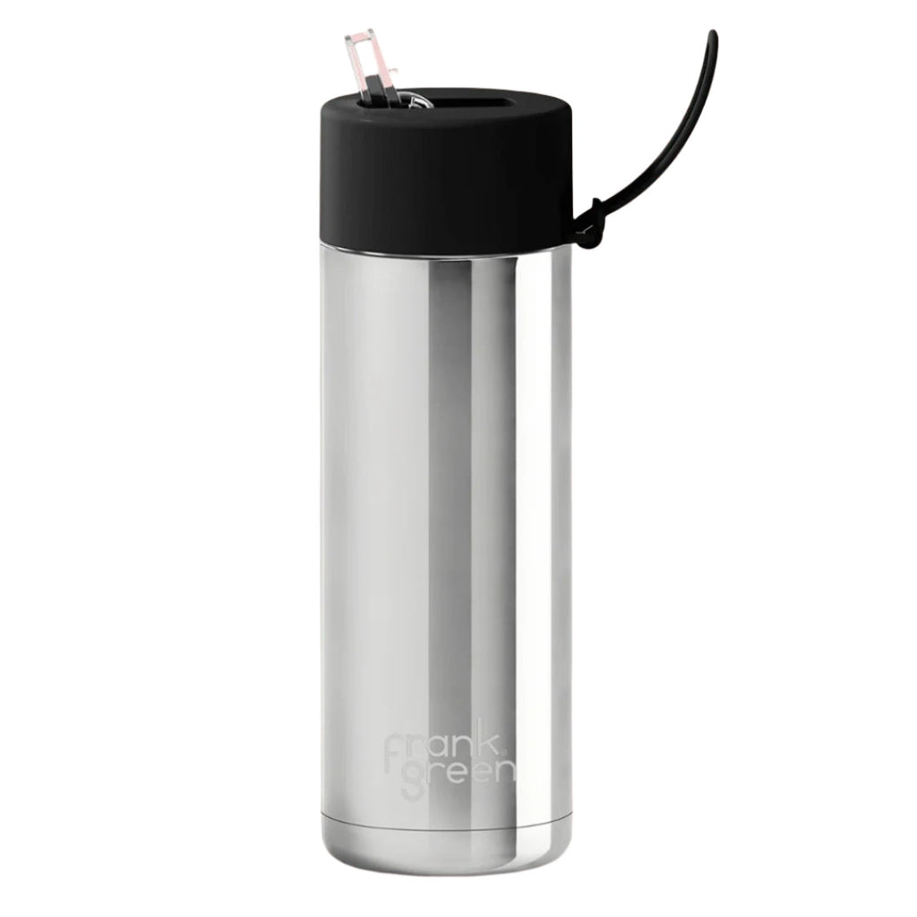 Frank Green | Ceramic Reusable Bottle | Chrome | Straw lid | 595ml