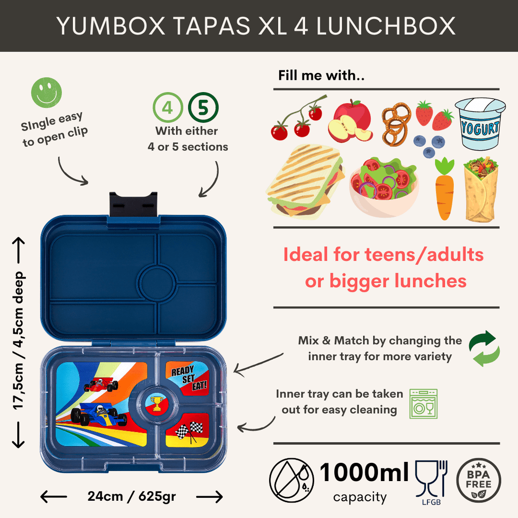 Yumbox Tapas | XL Lunchbox | 4 Compartments