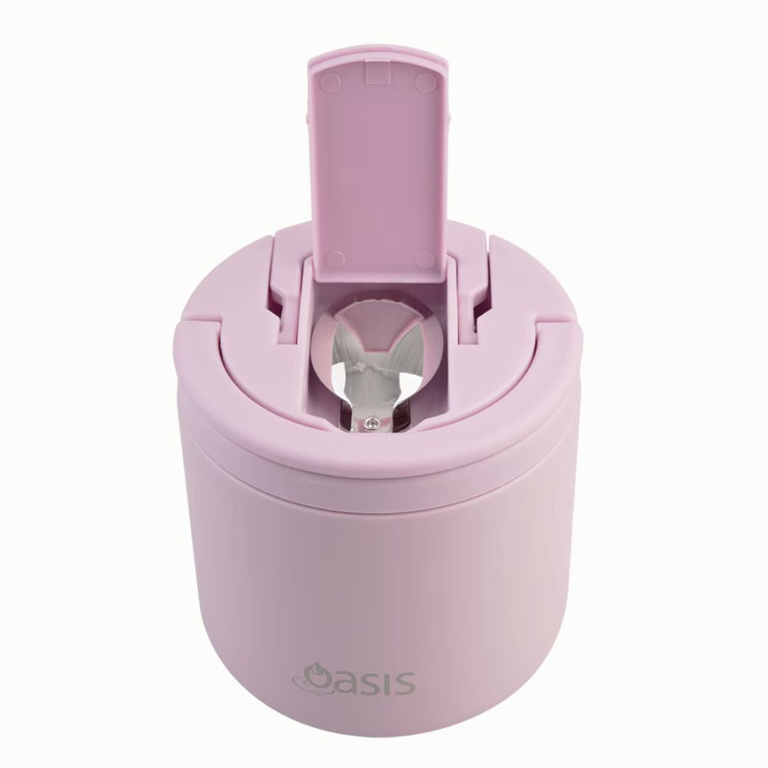 Oasis | Stainless Steel Double Wall Insulated Food Flask With Quick Release Lid & Spork | 550ml