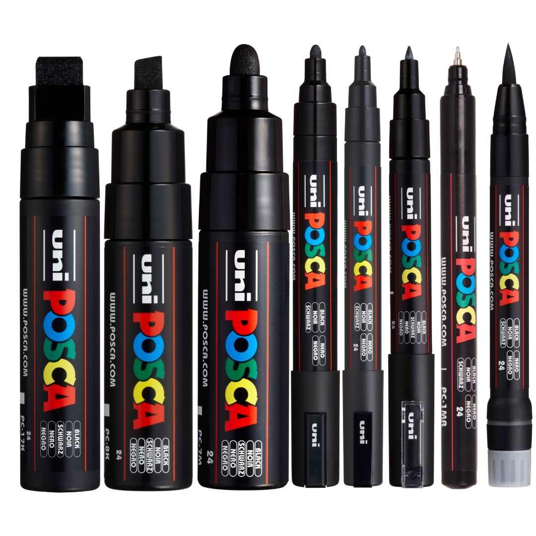 POSCA Assorted Tips - Black ink colour Only - 8 Pack