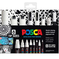 POSCA Assorted Tips - White ink colour Only - 8 Pack
