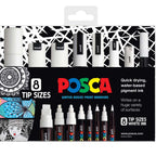 POSCA Assorted Tips - White ink colour Only - 8 Pack