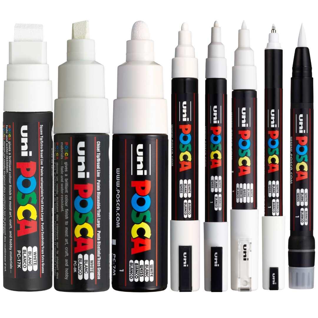 POSCA Assorted Tips - White ink colour Only - 8 Pack