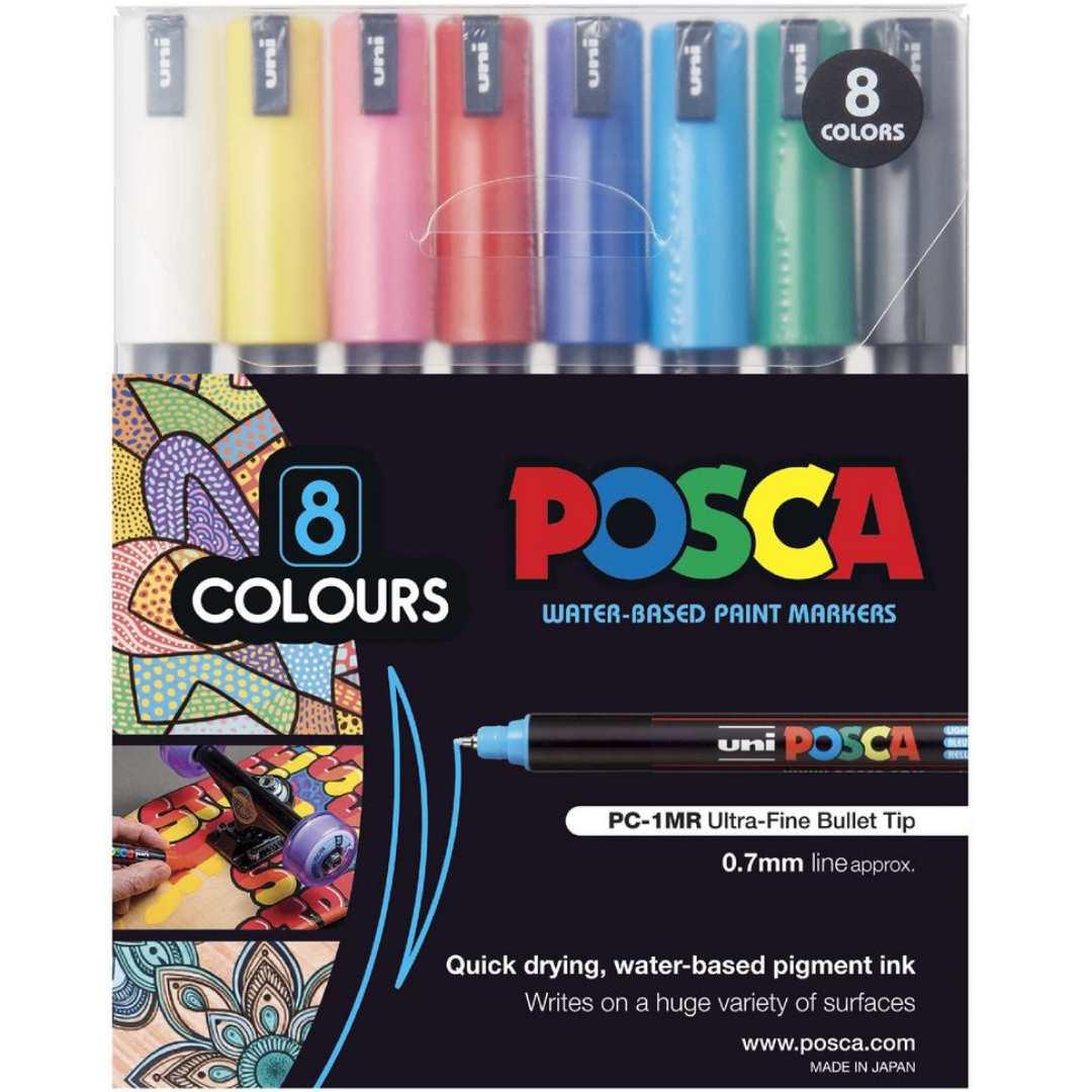 POSCA PC1MR Paint Marking Pen - ASSORTED COLOURS- Set of 8