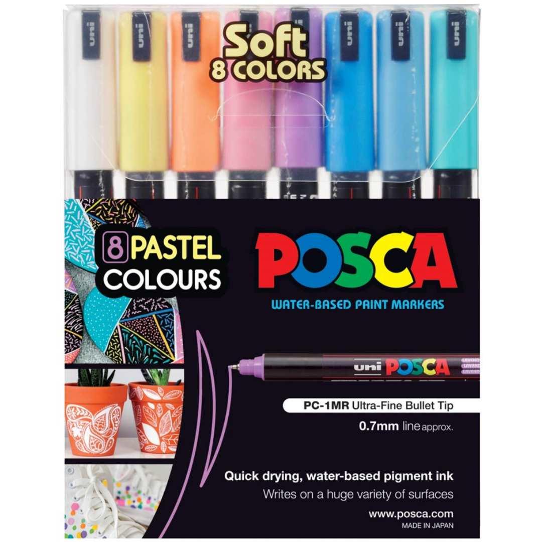 POSCA PC1MR Paint Marking Pen - SOFT PASTEL COLOURS - Set of 8