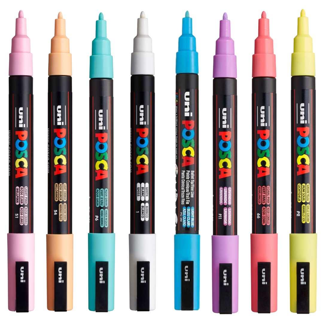 POSCA PC3M Paint Marking Pen - SOFT PASTEL COLOURS - Set of 8