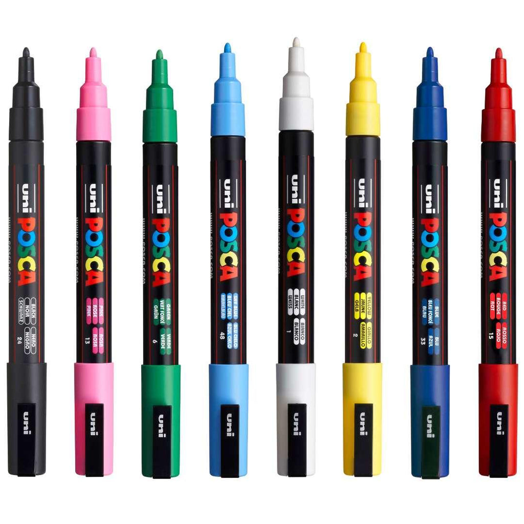 POSCA PC3M Paint Marking Pen - STANDARD COLOURS - Set of 8