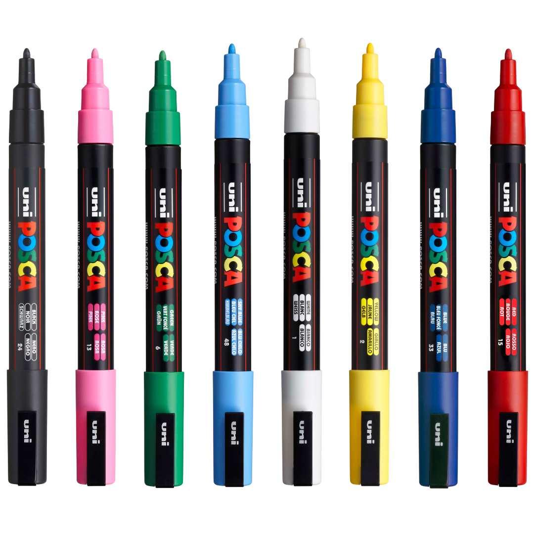 POSCA PC3M Paint Marking Pen - STANDARD COLOURS - Set of 8