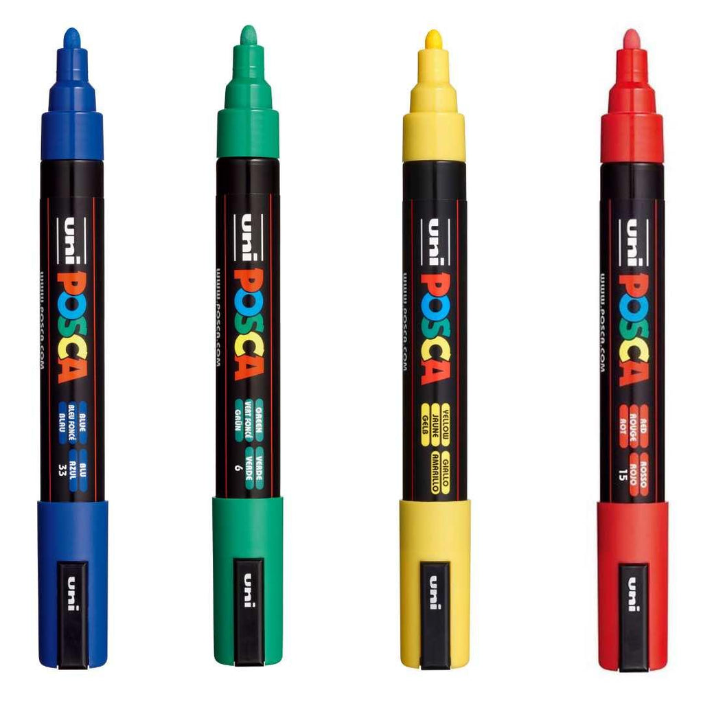 POSCA PC5M Paint Marking Pen - ASSORTED COLOURS - Set of 4