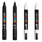 POSCA PC5M Paint Marking Pen - BLACK & WHITE - Set of 4