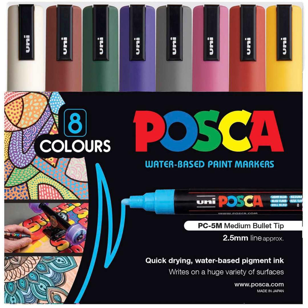 POSCA PC5M Paint Marking Pen - DARK COLOURS - Set of 8