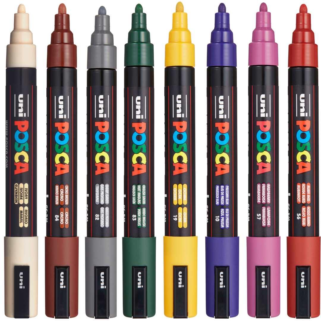 POSCA PC5M Paint Marking Pen - DARK COLOURS - Set of 8