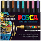 POSCA PC5M Paint Marking Pen - METALLIC COLOURS - Set of 8