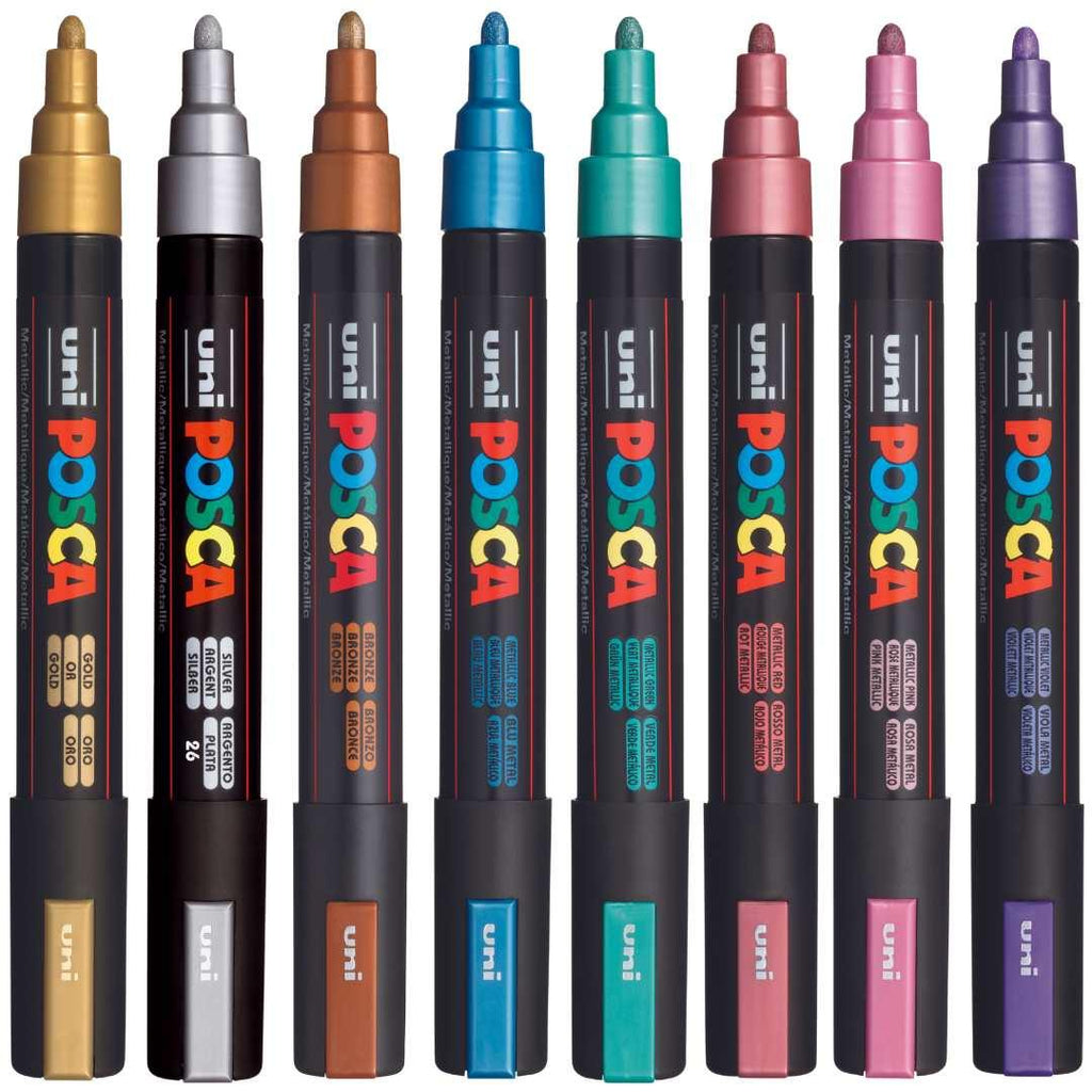 POSCA PC5M Paint Marking Pen - METALLIC COLOURS - Set of 8