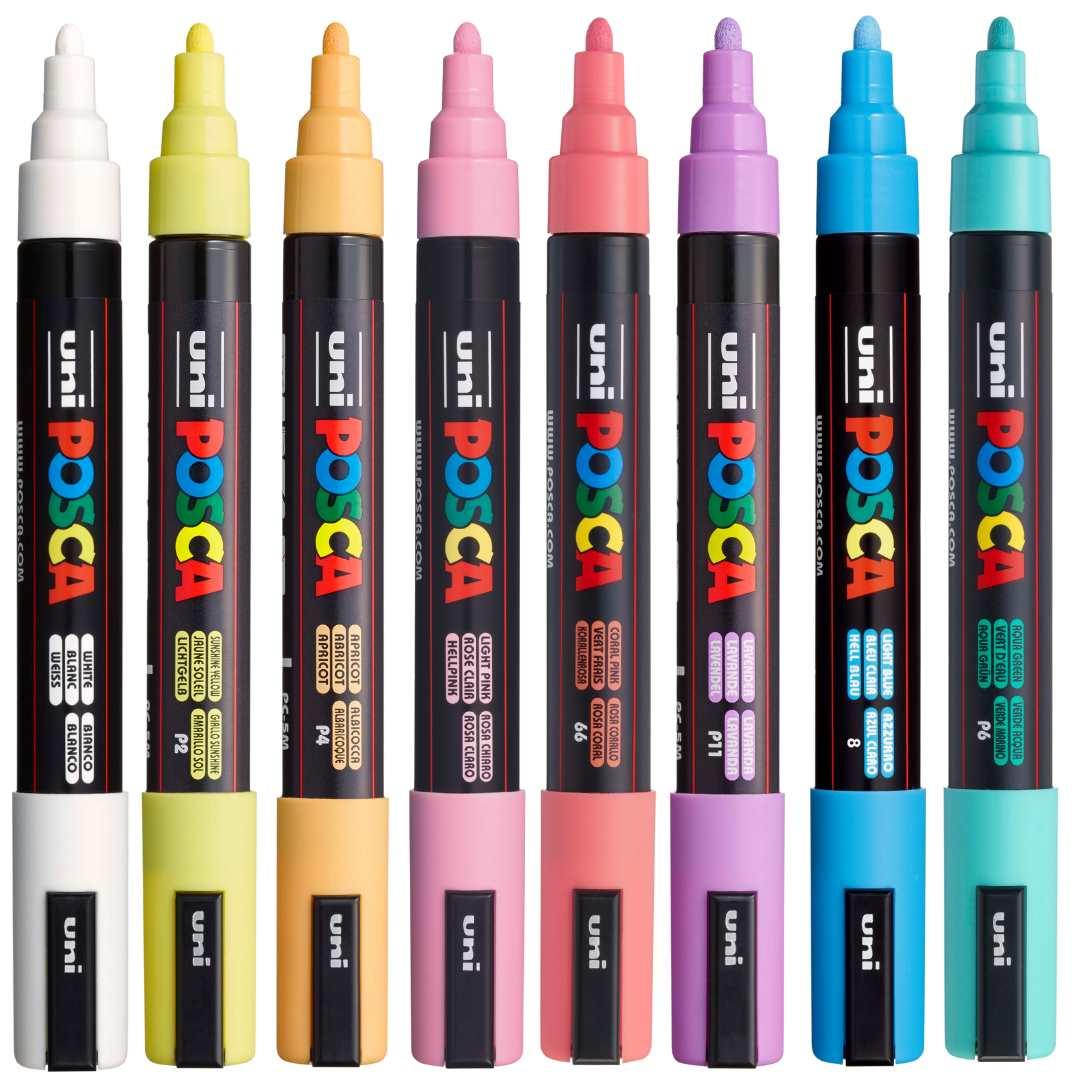 POSCA PC5M Paint Marking Pen - SOFT PASTEL COLOURS - Set of 8