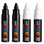 POSCA PC7M Paint Marking Pen - BLACK & WHITE - Set of 4