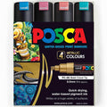 POSCA PC8K Paint Marking Pen - METALLIC COLOURS - 4 Pack