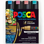 POSCA PC8K Paint Marking Pen - METALLIC COLOURS - 4 Pack