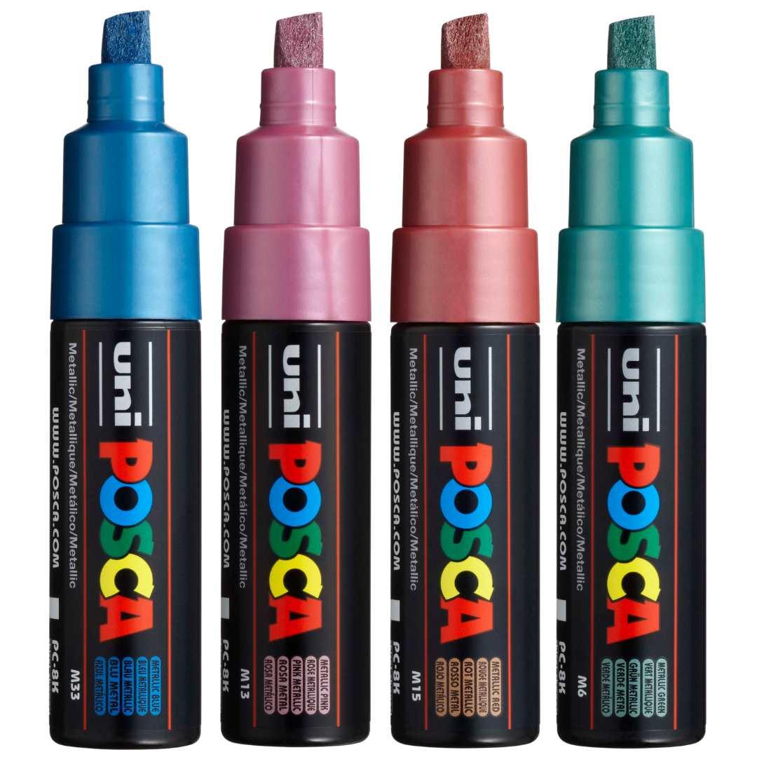POSCA PC8K Paint Marking Pen - METALLIC COLOURS - 4 Pack